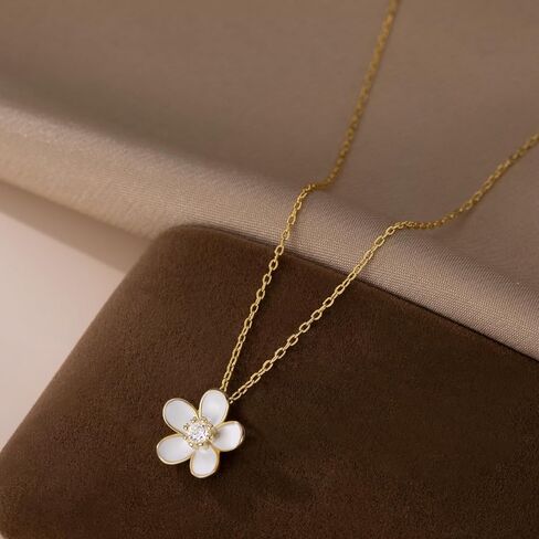 Sluynz Solid 925 Sterling Silver Flower Rlglace للقلادة للنساء المراهقات قلادة قلادة زهرة بيضاء in Saudi Arabia