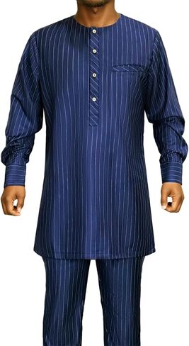 ملابس رسمية أفريقية للرجال، قميص وبنطلون Dashiki، بدلة مكونة من قطعتين، ملابس تقليدية بأكمام طويلة in Saudi Arabia