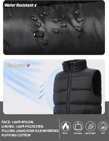 Packable Puffer Vest for Boys Lightweight Water-Resistant Kids' Outerwear Sleeveless Jacket with Zippered Pockets in Saudi Arabia