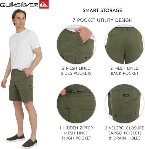 Quiksilver Men's Regular Fit Fixed Waist Water Friendly Active Hybrid Cargo Shorts (32-42 in Saudi Arabia