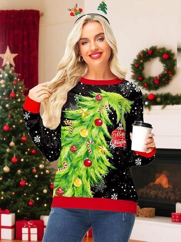 Deerose Women Halloween Sweatshirts Thanksgiving Long Sleeve Print Shirts in Saudi Arabia