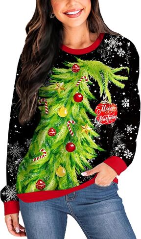 Deerose Women Halloween Sweatshirts Thanksgiving Long Sleeve Print Shirts in Saudi Arabia