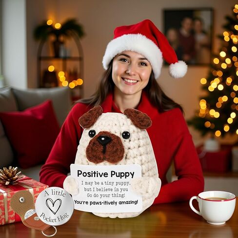 دجاج كروشيه إيجابي مصغرة مع عناق الجيب ، والدعم العاطفي لطيف الرسائل التحفيزية للكروشيه ، والكروشيه الإيجابية ، هدية عيد ميلاد للنساء ، ومخلل الدعم العاطفي ، والحيوان المحشوة بالدجاج in Kuwait