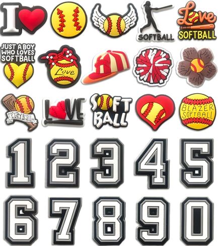 25PCS Sports Baseball Number Shoe Charms for Clog Sandals,Cute Decorations Pins Accessories for Boys,Kids,Girls,Teens,men,Adults Party Favors Gift in Saudi Arabia