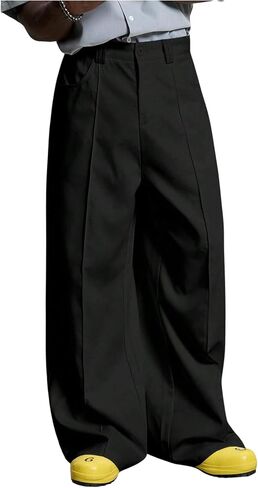 Verdusa Men's Wide Leg Dress Pants Elegant Baggy Trousers with Pockets in Saudi Arabia