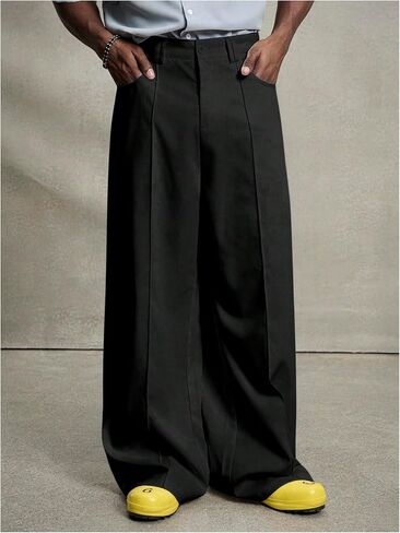 Verdusa Men's Wide Leg Dress Pants Elegant Baggy Trousers with Pockets in Saudi Arabia