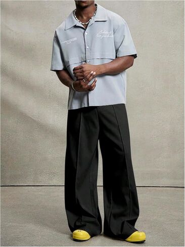 Verdusa Men's Wide Leg Dress Pants Elegant Baggy Trousers with Pockets in Saudi Arabia