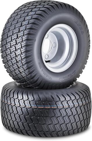 WANDA LAWN MOWN MAWER TREAL WHELE ASSEMBLY 18X9.5-8 4-PLY مع 4 العروات على 4 "PCD Silver Wheel-13032 ، مجموعة 2 in Saudi Arabia
