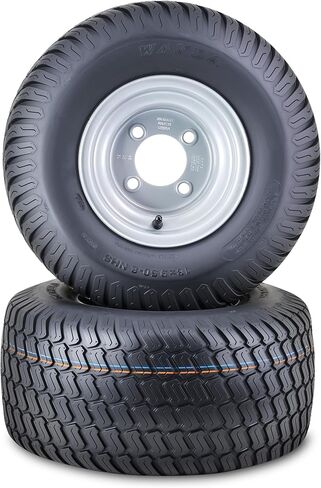 WANDA LAWN MOWN MAWER TREAL WHELE ASSEMBLY 18X9.5-8 4-PLY مع 4 العروات على 4 "PCD Silver Wheel-13032 ، مجموعة 2 in Saudi Arabia