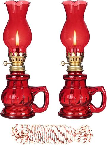 4PCS Chamber Oil Lamp Glass Kerosene Oil Lamps with 13.12ft Wick, Vintage Oil Lamps for Indoor, Home Lighting Hurricane Lamp Clear Kerosene Lamp Lantern, Oil Lantern for Tabletop Decor in Kuwait