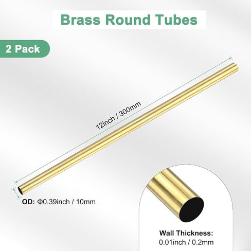 2-pack 300mm النحاس النحاس ، 6 مم OD 0.5 مم سماكة الجدار H65 النحاس أنابيب سلس للبناء/صياغة/صياغة DIY ، أنبوب مستقيم معدني [0.24 × 02x11.8in] in Saudi Arabia
