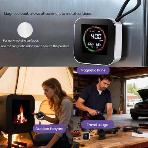 3-in-1 Portable Carbon Monoxide Detector | UL-Compliant CO Detector, Temp, Humidity Monitor for Travel, Camping, RV | USB-C Rechargeable (1, Orange) in Saudi Arabia