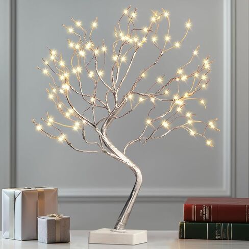 Eambrite Money Tree Gift Home ، Tree Birch Tree 2ft 24led ، Battery/USB Timer Timer Light Up Twig Gift Tree مع 6 مقاطع واضحة و 6 بطاقات لـ Home Christmas Taguation Photo Memo in Saudi Arabia