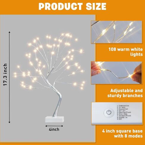 Eambrite Money Tree Gift Home ، Tree Birch Tree 2ft 24led ، Battery/USB Timer Timer Light Up Twig Gift Tree مع 6 مقاطع واضحة و 6 بطاقات لـ Home Christmas Taguation Photo Memo in Saudi Arabia