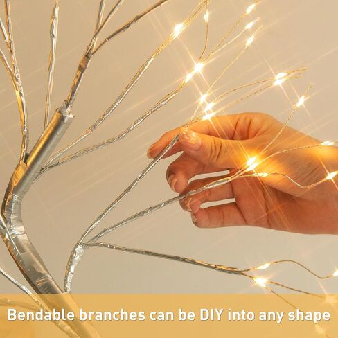 Eambrite Money Tree Gift Home ، Tree Birch Tree 2ft 24led ، Battery/USB Timer Timer Light Up Twig Gift Tree مع 6 مقاطع واضحة و 6 بطاقات لـ Home Christmas Taguation Photo Memo in Saudi Arabia