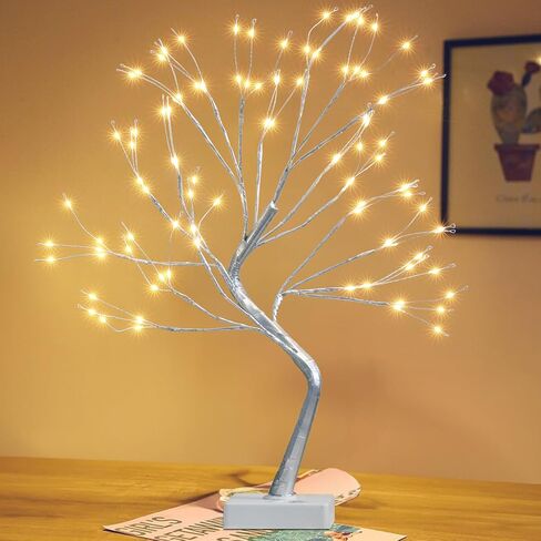 Eambrite Money Tree Gift Home ، Tree Birch Tree 2ft 24led ، Battery/USB Timer Timer Light Up Twig Gift Tree مع 6 مقاطع واضحة و 6 بطاقات لـ Home Christmas Taguation Photo Memo in Saudi Arabia