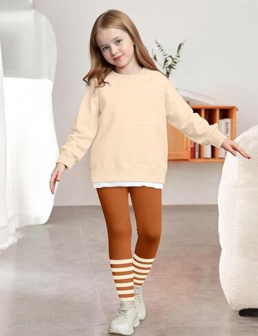 NAPU Little Girls Clothes 2Pcs Girls Outfits Pullover Sweatsuit Patchwork Striped Leggings Pants Set Fall Winter Clothes 3-7Y in Kuwait