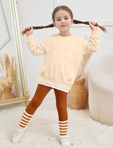 NAPU Little Girls Clothes 2Pcs Girls Outfits Pullover Sweatsuit Patchwork Striped Leggings Pants Set Fall Winter Clothes 3-7Y in Kuwait