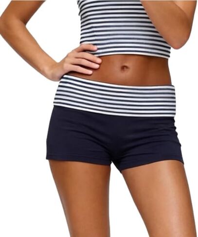Women Y2K Low Waist Studded Shorts Punk Fold Over Slim Fit Skinny Micro Mini Shorts Low Rise Sexy Bottom in Saudi Arabia