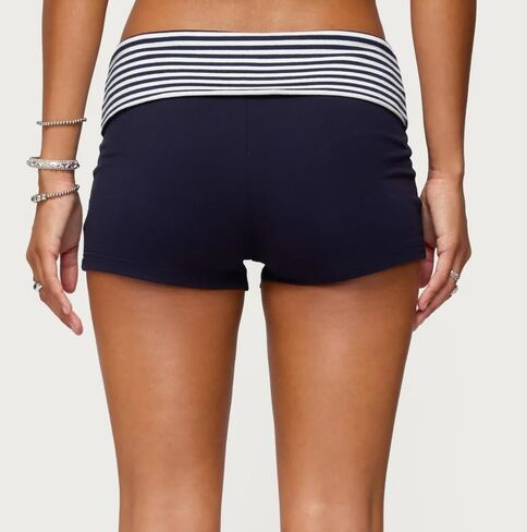 Women Y2K Low Waist Studded Shorts Punk Fold Over Slim Fit Skinny Micro Mini Shorts Low Rise Sexy Bottom in Saudi Arabia