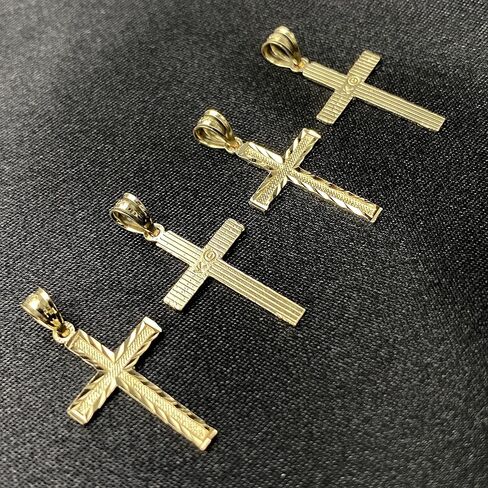 Ioka - 14K Yellow Gold Small Cross Pendant Religious Charm Thin Pendant For Necklace or Chain in Kuwait