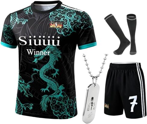 مجموعة زيت كرة القدم للشباب رقم 7 مجموعة كاملة مع Futbol Jersey Shorts Necklace for Kids Boys Girls Team Team Gear in Saudi Arabia