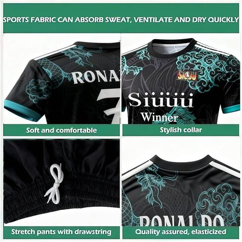 مجموعة زيت كرة القدم للشباب رقم 7 مجموعة كاملة مع Futbol Jersey Shorts Necklace for Kids Boys Girls Team Team Gear in Saudi Arabia