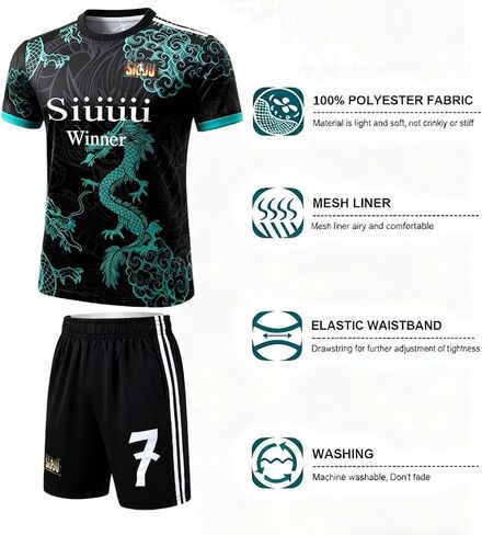 مجموعة زيت كرة القدم للشباب رقم 7 مجموعة كاملة مع Futbol Jersey Shorts Necklace for Kids Boys Girls Team Team Gear in Saudi Arabia