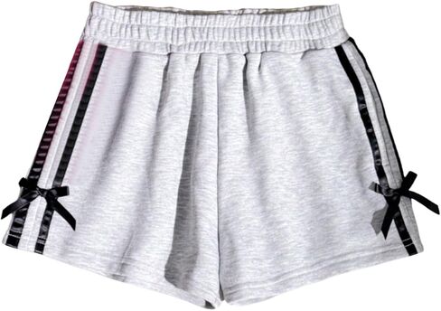 Girl's Elastic High Waisted Casual Shorts Letter Patched Wide Leg Summer Sweat Shorts in Saudi Arabia