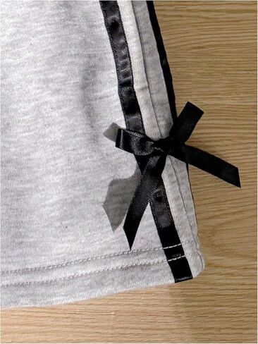 Girl's Elastic High Waisted Casual Shorts Letter Patched Wide Leg Summer Sweat Shorts in Saudi Arabia