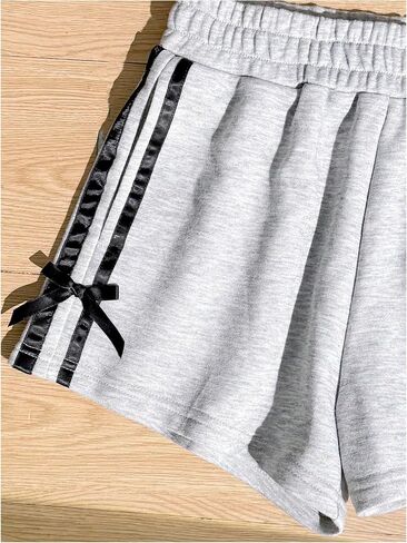 Girl's Elastic High Waisted Casual Shorts Letter Patched Wide Leg Summer Sweat Shorts in Saudi Arabia