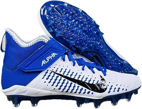 Nike Men's Alpha Menace Pro2 Mid Football Cleats Shoes #BV3945-101 White/Royal Blue/Black - Size Men's 16 in Saudi Arabia