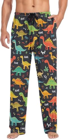 لطيف Cat Heart Pants Pants Cartoon Pink Animals Men's Pajama Bottoms Lounge Sleepwear PJS Disual Lightweight Sleep Pants M in Kuwait