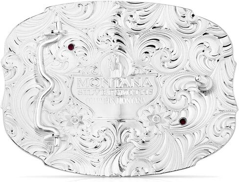 Montana Silversmiths Rope Trimmed Filigree Engraved Classic Oval Western Buckle (American Flag Silver) in Saudi Arabia