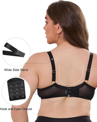 See Through Bras for Women Sexy Unlined Underwire Full Coverage Plus Size Lace Bralette 34D-42G in Kuwait
