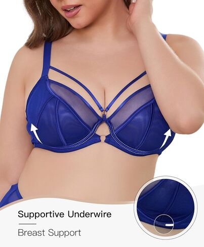 See Through Bras for Women Sexy Unlined Underwire Full Coverage Plus Size Lace Bralette 34D-42G in Kuwait