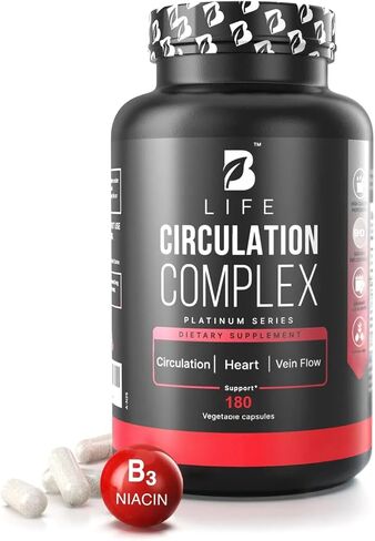 Circulation Support Supplement for Vein & Artery Health | Vascular Support with L-Arginine, Horse Chestnut & Butcher’s Broom | Promotes Healthy Leg Circulation & Vein Function | 60 Capsules in Kuwait