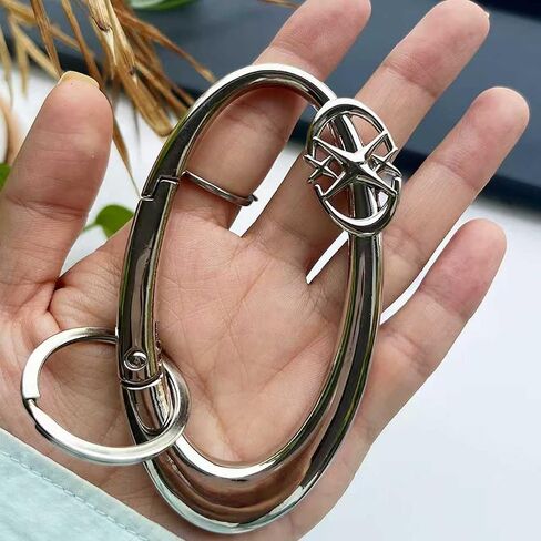 MORWLAT Star Silver Carabiner Y2K Keychain, Extra-Large Shiny Chrome Karibiner, Minimal Stainless Steel for Men&Women Bag Purse Gift in Saudi Arabia
