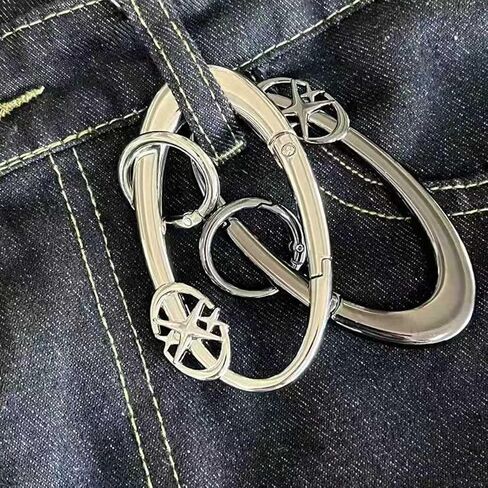 MORWLAT Star Silver Carabiner Y2K Keychain, Extra-Large Shiny Chrome Karibiner, Minimal Stainless Steel for Men&Women Bag Purse Gift in Saudi Arabia