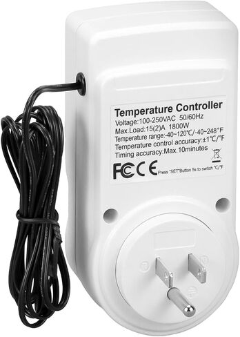 QWORK Digital Thermostat Outlet Plug Temperature Controller Socket - 120V, 15A Max, Heating Cooling Control, No Back Light in Kuwait