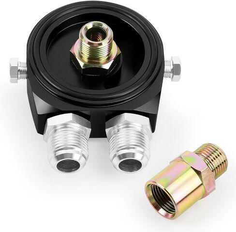 Oil Filter Sandwich Plate Adapter, Universal For M20 x 1.5 & 3/4-16 Oil Filter, With Two 1/8"NPT and Two AN10 ports to Connect Temp/Pressure Sensors Etc(Silver) in Saudi Arabia