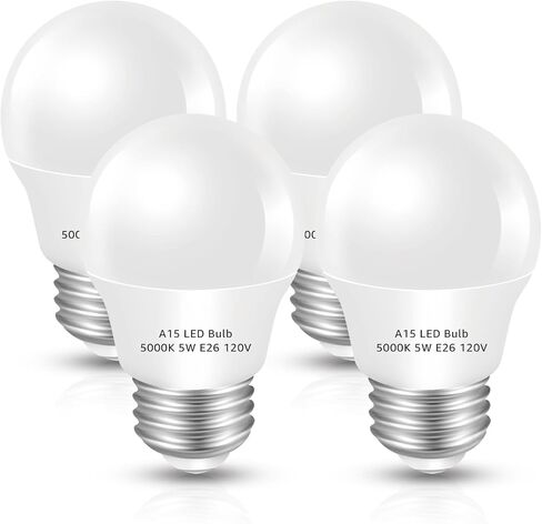 مصباح ثلاجة LED المصباح 2 حزمة ， ضوء النهار الأبيض 5000K 120 فولت 40W لمبة الأجهزة المكافئة ， A15 5W E26 قاعدة الثلاجة المائية للماء للإضاءة المنزل الفريزر ، لمبة كهربائية صغيرة ، غير قابلة للضغط in Kuwait