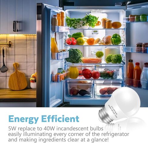 مصباح ثلاجة LED المصباح 2 حزمة ， ضوء النهار الأبيض 5000K 120 فولت 40W لمبة الأجهزة المكافئة ， A15 5W E26 قاعدة الثلاجة المائية للماء للإضاءة المنزل الفريزر ، لمبة كهربائية صغيرة ، غير قابلة للضغط in Kuwait