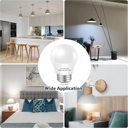 مصباح ثلاجة LED المصباح 2 حزمة ， ضوء النهار الأبيض 5000K 120 فولت 40W لمبة الأجهزة المكافئة ， A15 5W E26 قاعدة الثلاجة المائية للماء للإضاءة المنزل الفريزر ، لمبة كهربائية صغيرة ، غير قابلة للضغط in Kuwait