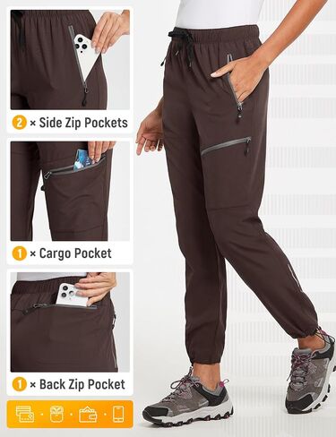 baleaf Women's Petite Hiking Pants Lightweight Quick Dry Water Resistant Cargo Pants 27'' Inseam for All Seasons Suntan Size M in Saudi Arabia