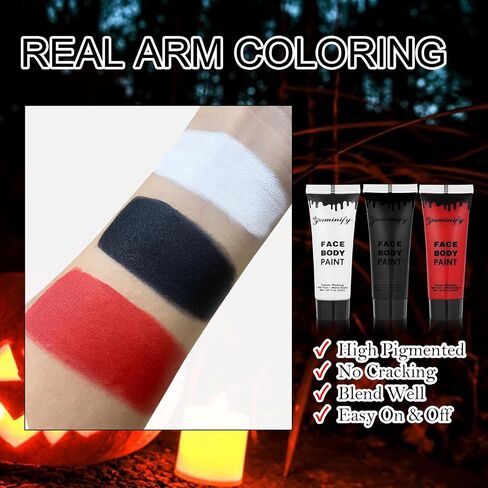 Halloween Green Witch Makeup Kit,1.01oz Water Based Green Face Body Paint+Witch Nose+Black Eye black+Sponge,Character Cosplay Costume for Kids & Adults,Safe Face Painting SFX Makeup Kit in Kuwait
