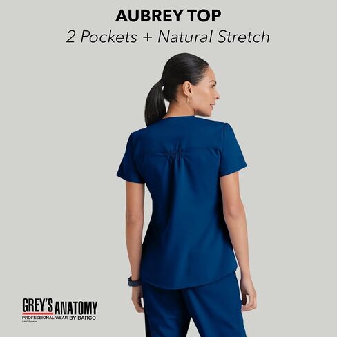 BARCO Grey's Anatomy Scrubs - Aubrey Scrub Top for Women, V-Neck, Shirring Back Super-Soft Women's Scrub Top in Kuwait