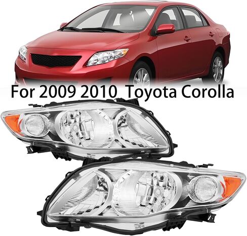 2PCS Headlights Assembly North America built Models For 2011 2012 2013 Toyota Corolla CE LE S L Replacement Headlamps Driver and Passenger Side Chrome Housing Amber Corner in Saudi Arabia