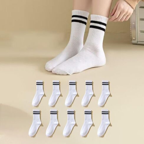 2/5/10 Pairs Classic Striped Running Socks Lightweight Breathable Athletic Crew Socks for Women and Men in Saudi Arabia