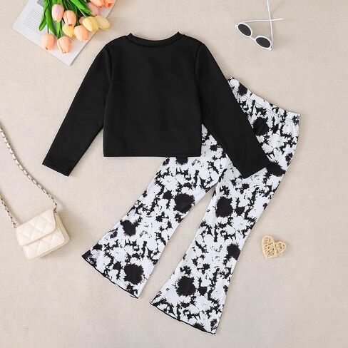 مجموعة ملابس الفتيات 2 قطعة طويلة الأكمام من النوع الثقيل وملابس الزهايير ملابس الزهور الفتاة خريف الشتاء in Kuwait